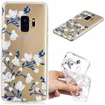 Magnolia Flower Clear Varnish Soft Phone Back Cover for Samsung Galaxy S9