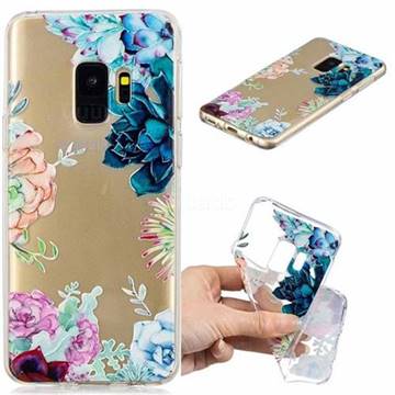 Gem Flower Clear Varnish Soft Phone Back Cover for Samsung Galaxy S9