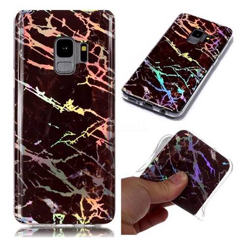Black Brown Marble Pattern Bright Color Laser Soft TPU Case for Samsung Galaxy S9