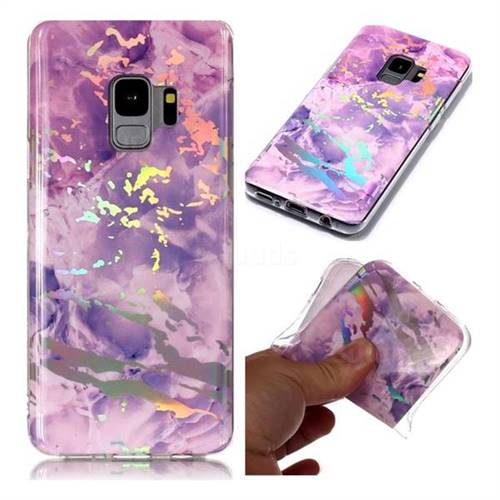 Purple Marble Pattern Bright Color Laser Soft TPU Case for Samsung Galaxy S9