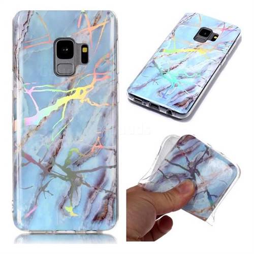 Light Blue Marble Pattern Bright Color Laser Soft TPU Case for Samsung Galaxy S9