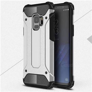 King Kong Armor Premium Shockproof Dual Layer Rugged Hard Cover for Samsung Galaxy S9 - Technology Silver