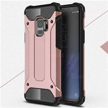 King Kong Armor Premium Shockproof Dual Layer Rugged Hard Cover for Samsung Galaxy S9 - Rose Gold