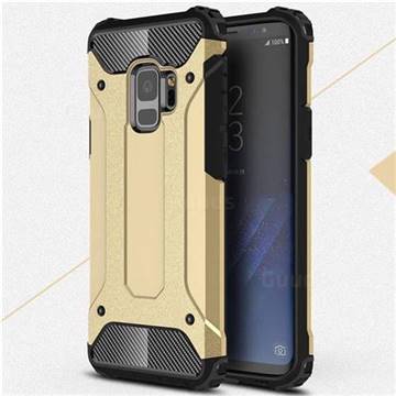 King Kong Armor Premium Shockproof Dual Layer Rugged Hard Cover for Samsung Galaxy S9 - Champagne Gold