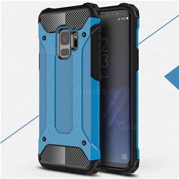 King Kong Armor Premium Shockproof Dual Layer Rugged Hard Cover for Samsung Galaxy S9 - Sky Blue