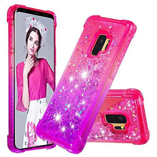 Rainbow Gradient Liquid Glitter Quicksand Sequins Phone Case for Samsung Galaxy S9 - Pink Purple