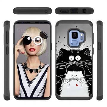 Black and White Cat Shock Absorbing Hybrid Defender Rugged Phone Case Cover for Samsung Galaxy S9