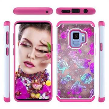 peony Flower Shock Absorbing Hybrid Defender Rugged Phone Case Cover for Samsung Galaxy S9