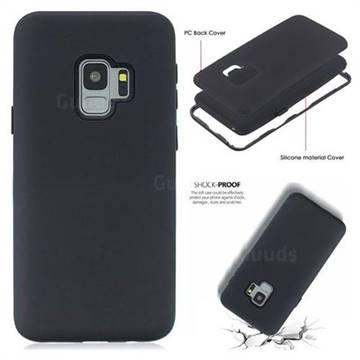 Matte PC + Silicone Shockproof Phone Back Cover Case for Samsung Galaxy S9 - Black