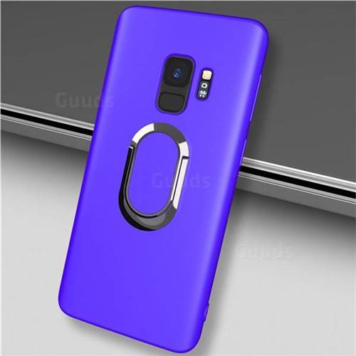 Anti-fall Invisible 360 Rotating Ring Grip Holder Kickstand Phone Cover for Samsung Galaxy S9 - Blue