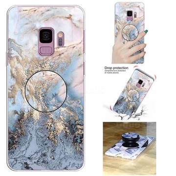 Golden Gray Marble Pop Stand Holder Varnish Phone Cover for Samsung Galaxy S9