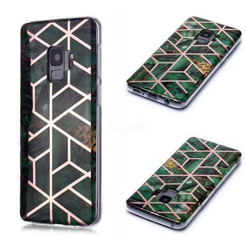 Green Rhombus Galvanized Rose Gold Marble Phone Back Cover for Samsung Galaxy S9