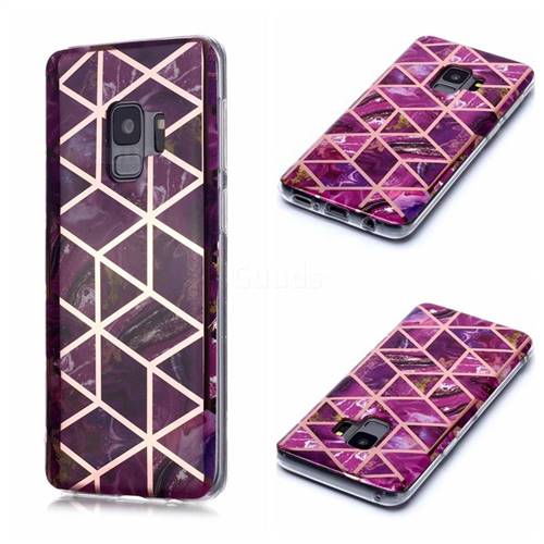 Purple Rhombus Galvanized Rose Gold Marble Phone Back Cover for Samsung Galaxy S9