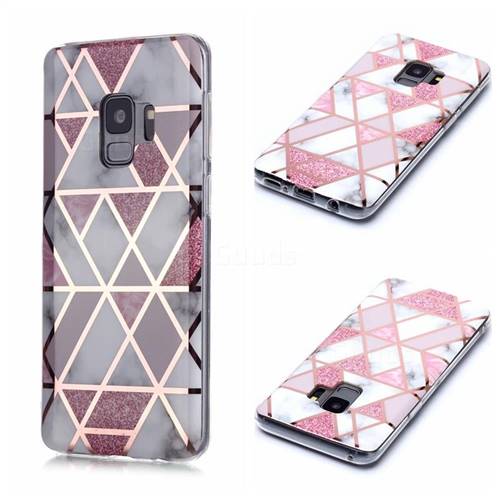 Pink Rhombus Galvanized Rose Gold Marble Phone Back Cover for Samsung Galaxy S9