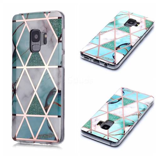 Green White Galvanized Rose Gold Marble Phone Back Cover for Samsung Galaxy S9