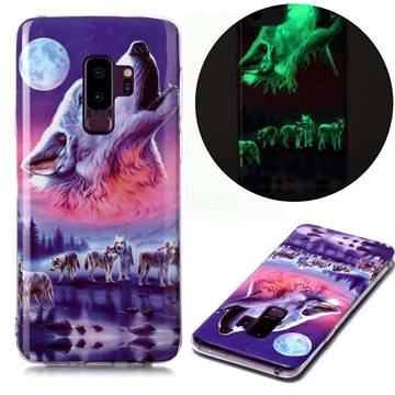 Wolf Howling Noctilucent Soft TPU Back Cover for Samsung Galaxy S9