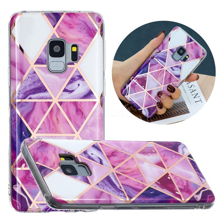 Purple Dream Triangle Painted Marble Electroplating Protective Case for Samsung Galaxy S9