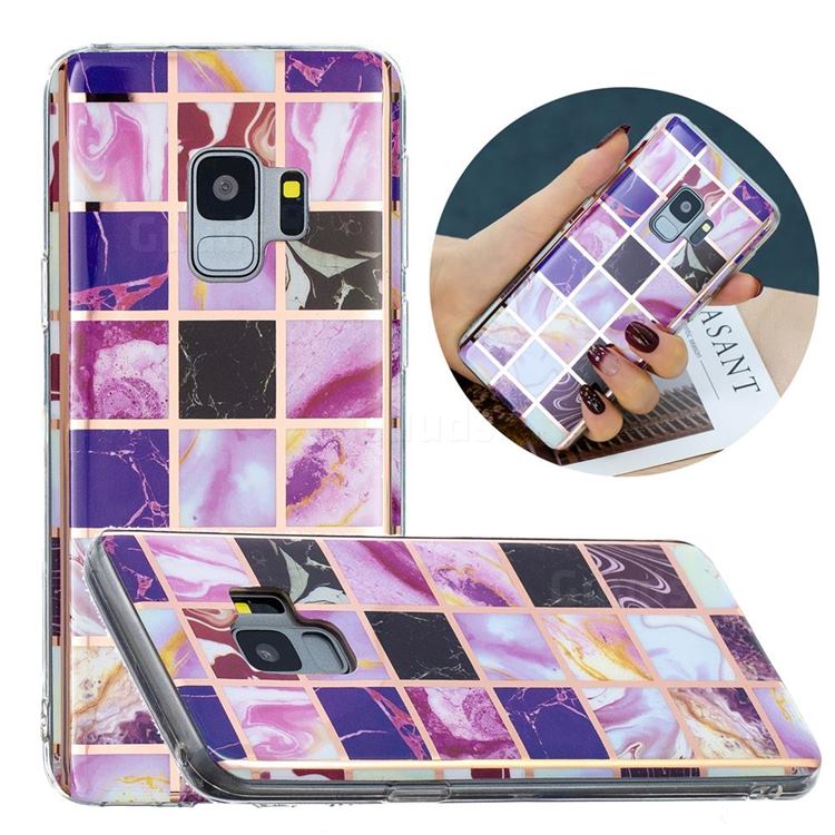 Square Puzzle Painted Marble Electroplating Protective Case for Samsung Galaxy S9