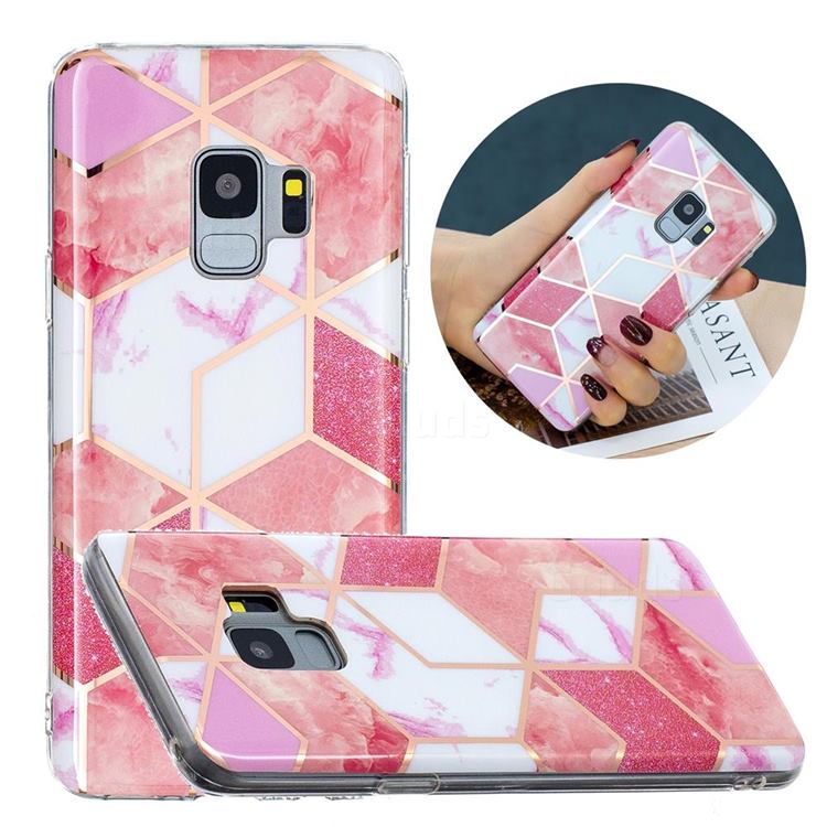 Cherry Glitter Painted Marble Electroplating Protective Case for Samsung Galaxy S9