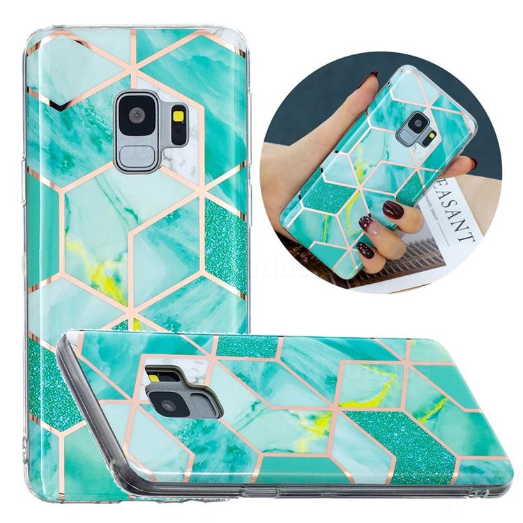 Green Glitter Painted Marble Electroplating Protective Case for Samsung Galaxy S9
