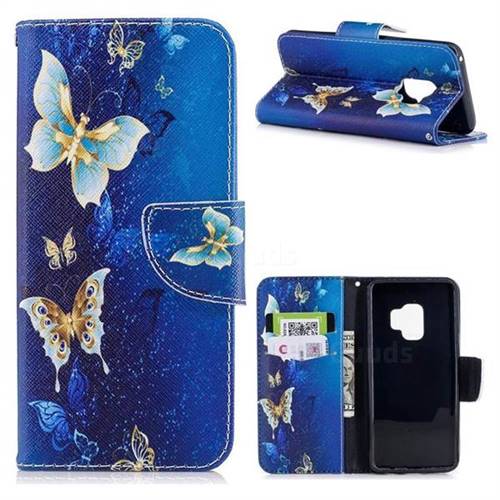 Golden Butterflies Leather Wallet Case for Samsung Galaxy S9