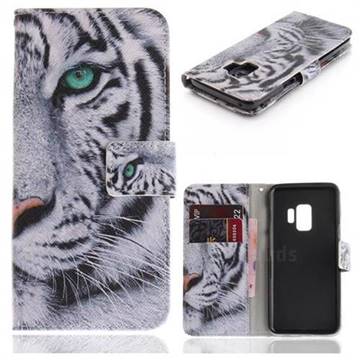 White Tiger PU Leather Wallet Case for Samsung Galaxy S9
