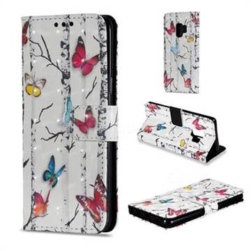 Colored Butterflies 3D Painted Leather Wallet Case for Samsung Galaxy S9