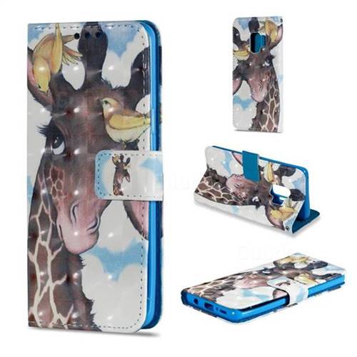 Birds Giraffe 3D Painted Leather Wallet Case for Samsung Galaxy S9