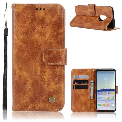 Luxury Retro Leather Wallet Case for Samsung Galaxy S9 - Golden