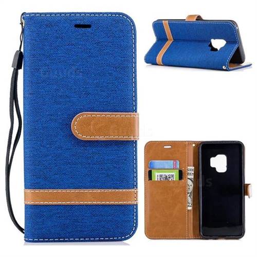 Jeans Cowboy Denim Leather Wallet Case for Samsung Galaxy S9 - Sapphire
