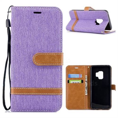 Jeans Cowboy Denim Leather Wallet Case for Samsung Galaxy S9 - Purple