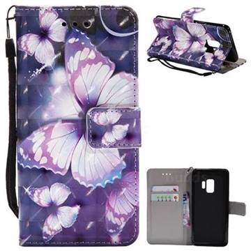 Violet butterfly 3D Painted Leather Wallet Case for Samsung Galaxy S9