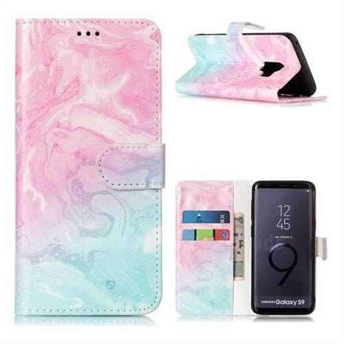 Pink Green Marble PU Leather Wallet Case for Samsung Galaxy S9