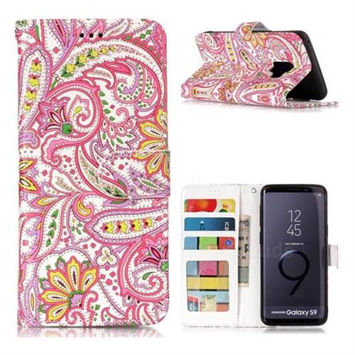 Pepper Flowers 3D Relief Oil PU Leather Wallet Case for Samsung Galaxy S9