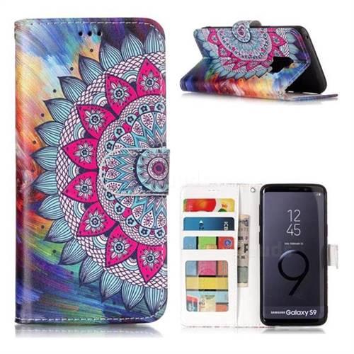 Mandala Flower 3D Relief Oil PU Leather Wallet Case for Samsung Galaxy S9