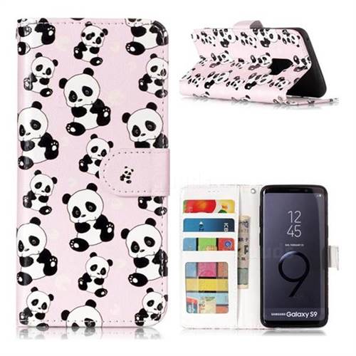 Cute Panda 3D Relief Oil PU Leather Wallet Case for Samsung Galaxy S9
