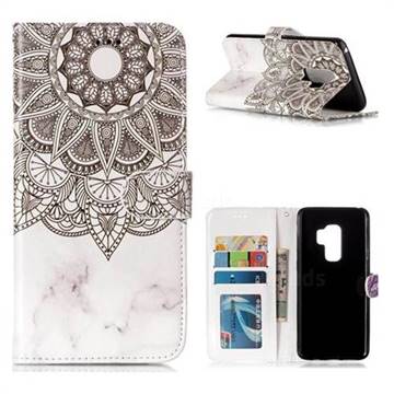 Marble Mandala 3D Relief Oil PU Leather Wallet Case for Samsung Galaxy S9