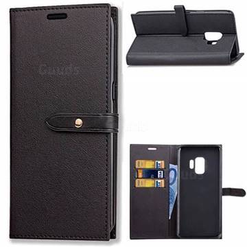 Luxury Fashion Korean PU Leather Wallet Case for Samsung Galaxy S9 - Black