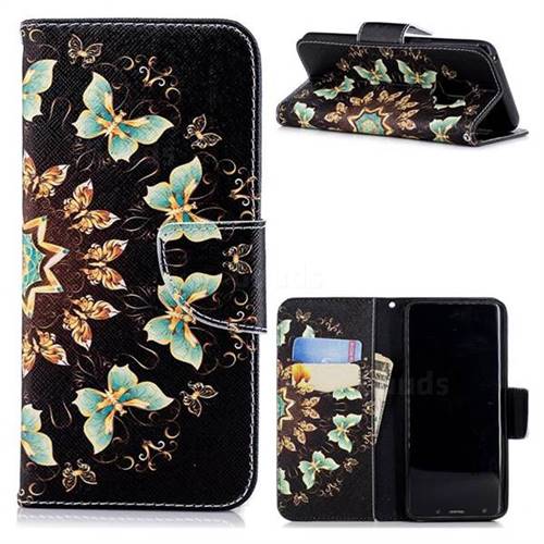 Circle Butterflies Leather Wallet Case for Samsung Galaxy S9