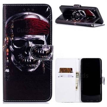 Skull Head 3D Relief Oil PU Leather Wallet Case for Samsung Galaxy S9