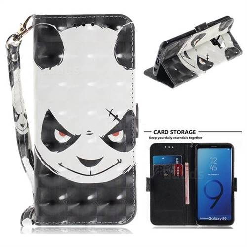 Angry Bear 3D Painted Leather Wallet Phone Case for Samsung Galaxy S9