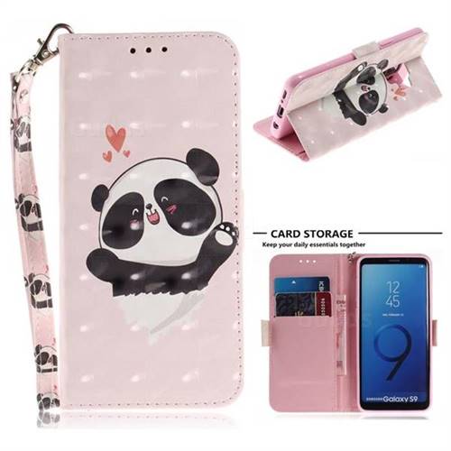 Heart Cat 3D Painted Leather Wallet Phone Case for Samsung Galaxy S9