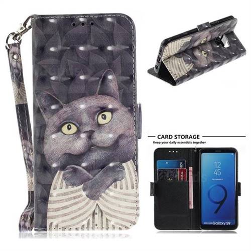 Cat Embrace 3D Painted Leather Wallet Phone Case for Samsung Galaxy S9