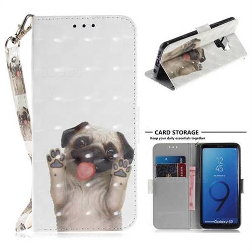 Pug Dog 3D Painted Leather Wallet Phone Case for Samsung Galaxy S9