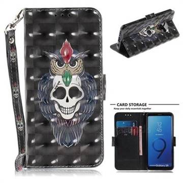 Skull Cat 3D Painted Leather Wallet Phone Case for Samsung Galaxy S9