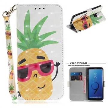 Pineapple Glasses 3D Painted Leather Wallet Phone Case for Samsung Galaxy S9