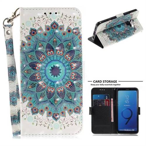 Peacock Mandala 3D Painted Leather Wallet Phone Case for Samsung Galaxy S9