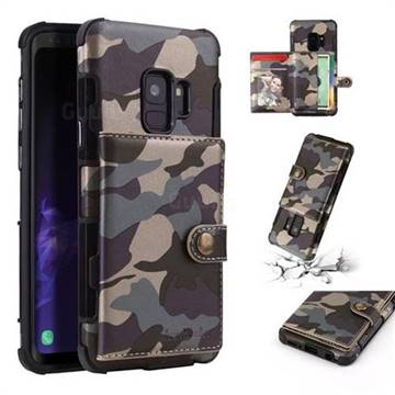 Camouflage Multi-function Leather Phone Case for Samsung Galaxy S9 - Gray