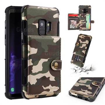 Camouflage Multi-function Leather Phone Case for Samsung Galaxy S9 - Army Green