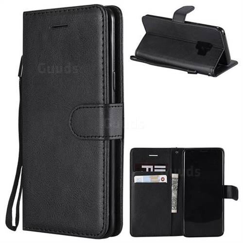 Retro Greek Classic Smooth PU Leather Wallet Phone Case for Samsung Galaxy S9 - Black